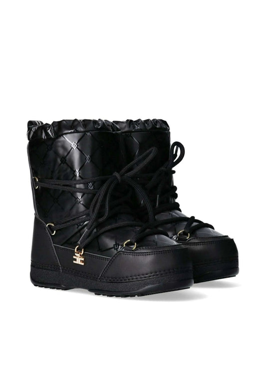 MOON BOOT NERO LOGATO ELISABETTA FRANCHI - Angel Luxury