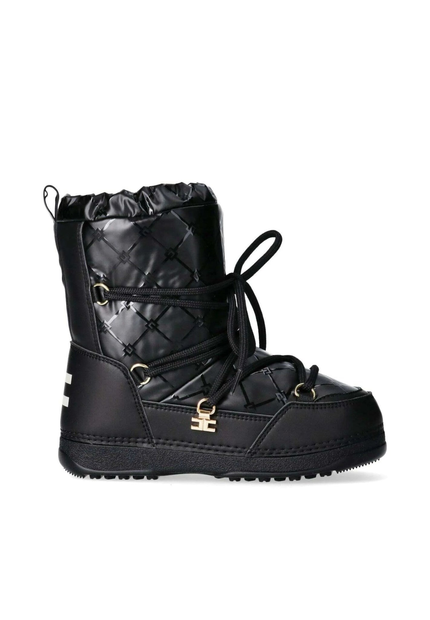 MOON BOOT NERO LOGATO ELISABETTA FRANCHI - Angel Luxury