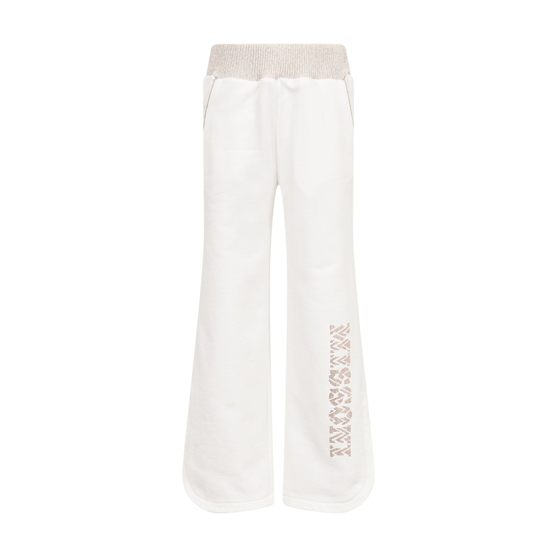 MX6B60 PANTALONE BIANCO A ZAMPA CON LOGO IN STRASS MISSONI - Angel Luxury