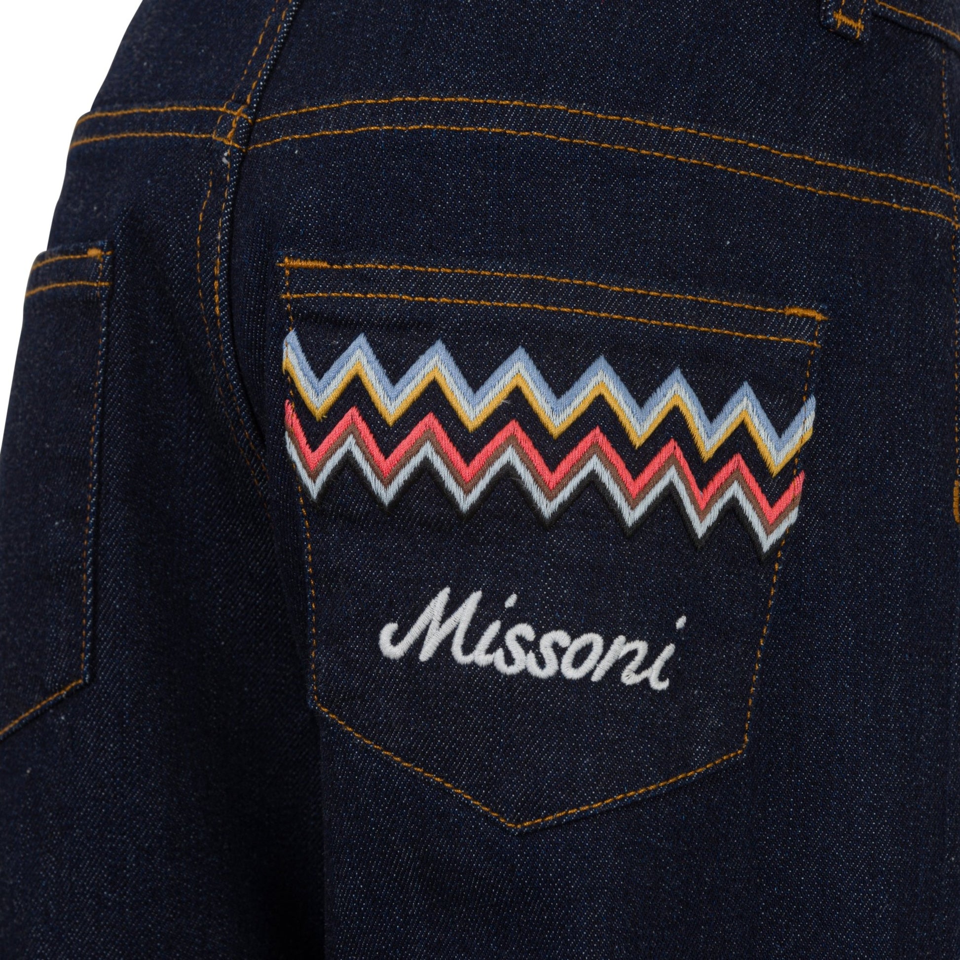 MX6P50 JEANS A ZAMPA CON LOGO SUL RETRO MISSONI - Angel Luxury