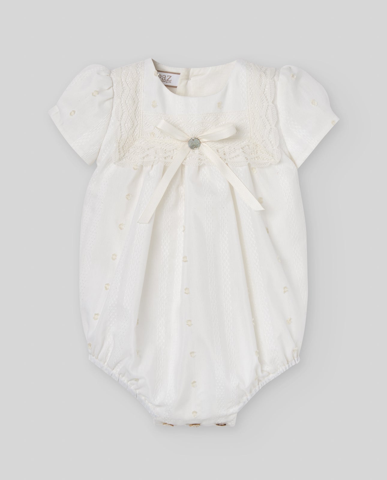 PAGLIACCETTO BIANCO CON RICAMO NEONATA PAZ RODRIGUEZ - Angel Luxury