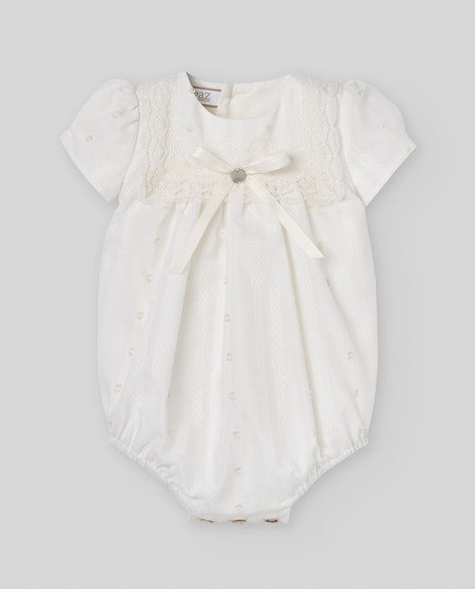 PAGLIACCETTO BIANCO CON RICAMO NEONATA PAZ RODRIGUEZ - Angel Luxury