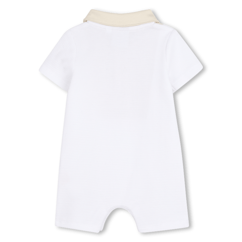 PAGLIACCETTO IN PIQUE' BIANCO CON COLLETTO BEIGE CHIARO CON LOGO BOSS - Angel Luxury