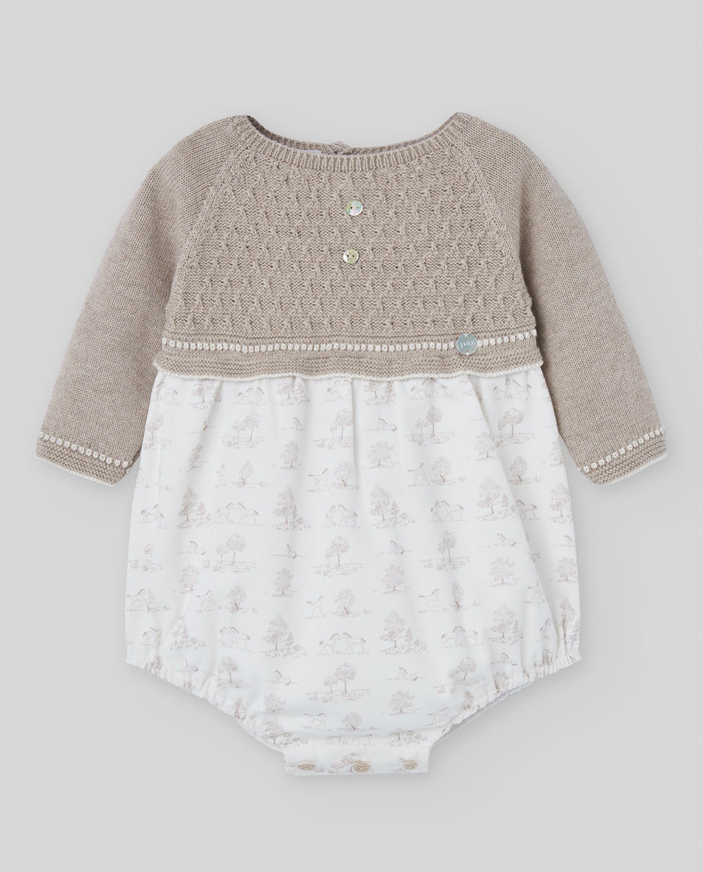PAGLIACCETTO PER NEONATA IN LANA BEIGE CON FANTASIA PAZ RODRIGUEZ - Angel Luxury