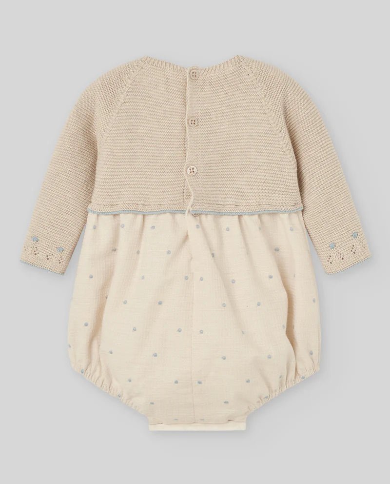 PAGLIACCETTO PER NEONATA IN MAGLIA BEIGE/AZZURRO PAZ RODRIGUEZ - Angel Luxury