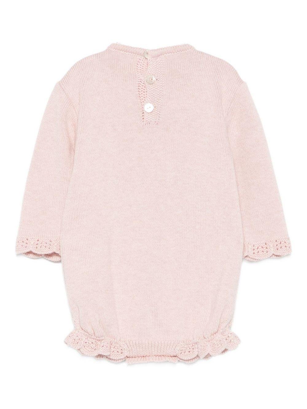 PAGLIACCETTO PER NEONATA ROSA CON BORDO IN PIZZO PAZ RODRIGUEZ - Angel Luxury