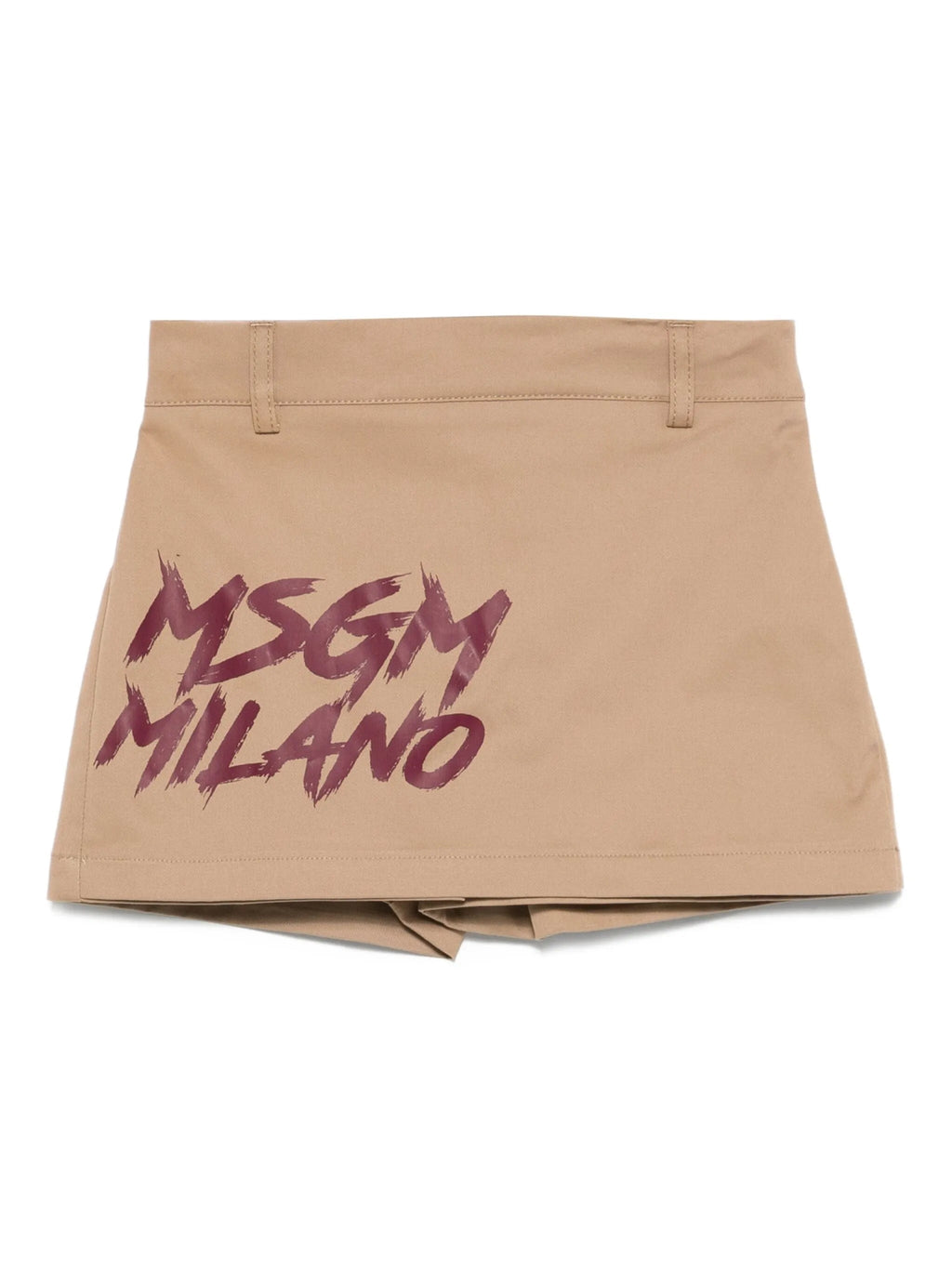 PANTAGONNA BEIGE CON LOGO ROSSO MSGM - Angel Luxury