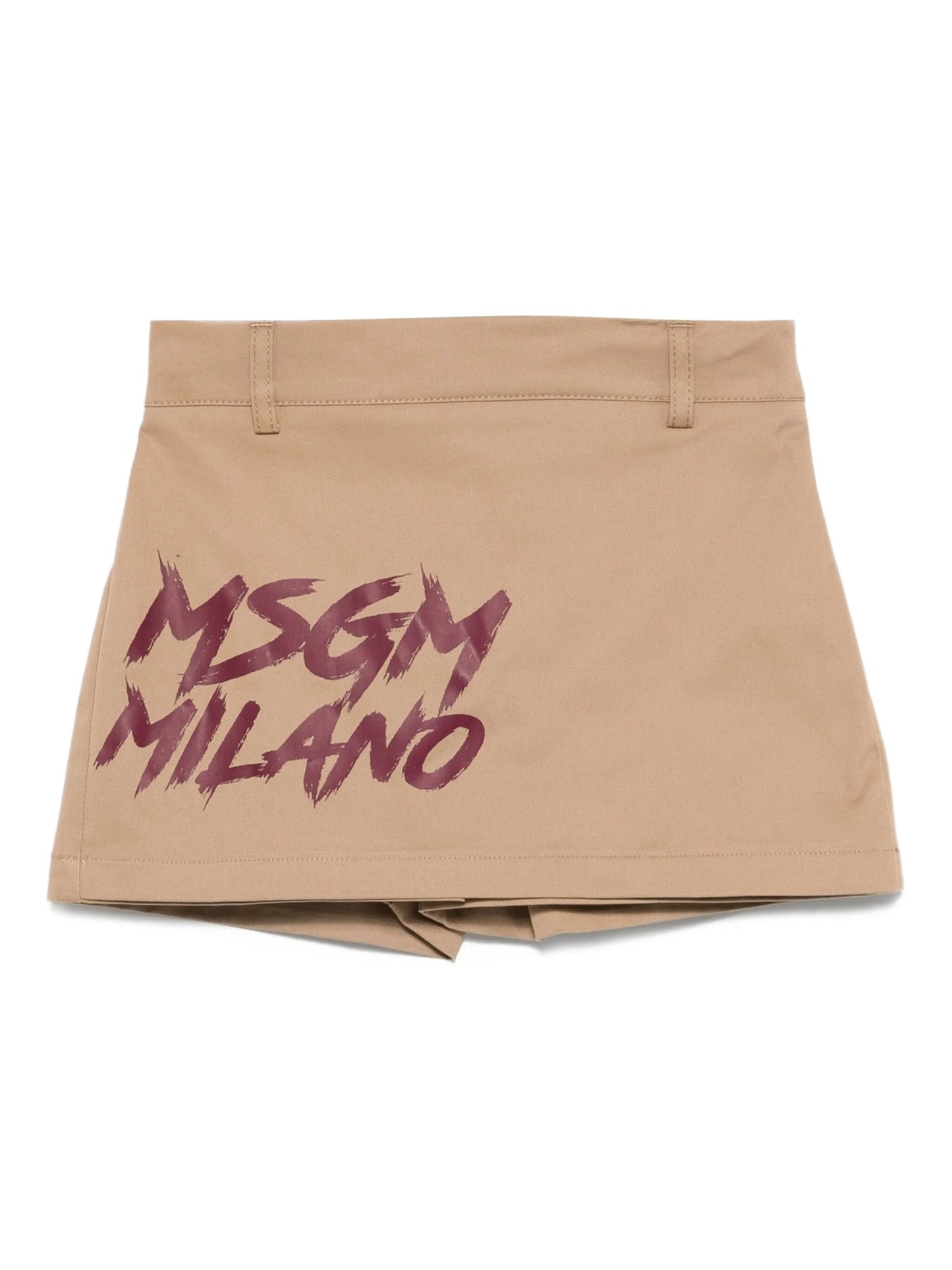PANTAGONNA BEIGE CON LOGO ROSSO MSGM - Angel Luxury