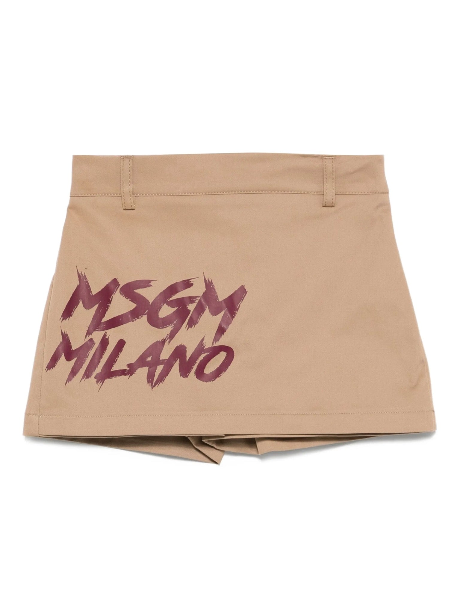 PANTAGONNA BEIGE CON LOGO ROSSO MSGM - Angel Luxury