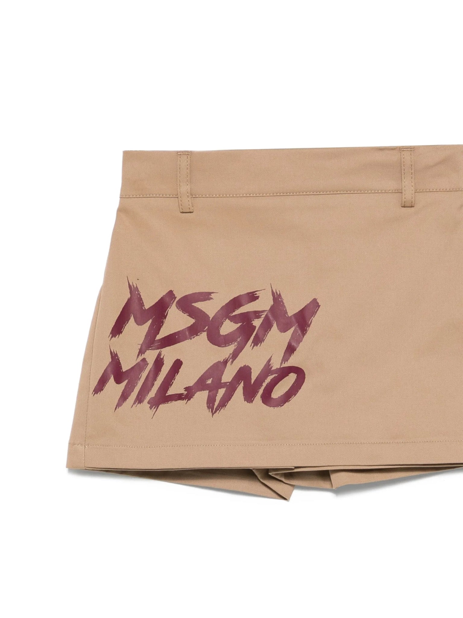 PANTAGONNA BEIGE CON LOGO ROSSO MSGM - Angel Luxury
