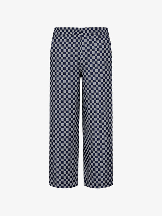 PANTALONE A QUADRETTI BLU CON LOGO IN RICAMO MSGM - Angel Luxury