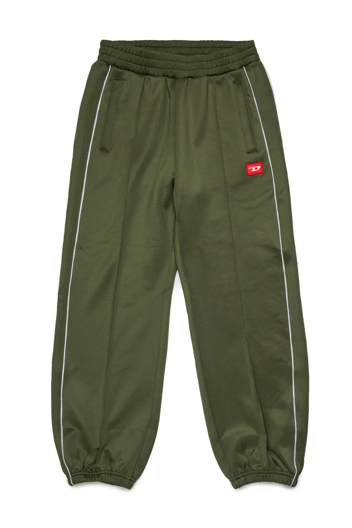 PANTALONE ACETATO VERDE CON LOGO ROSSO DIESEL - Angel Luxury