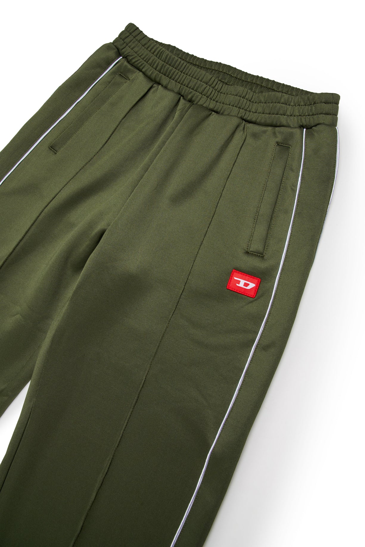 PANTALONE ACETATO VERDE CON LOGO ROSSO DIESEL - Angel Luxury