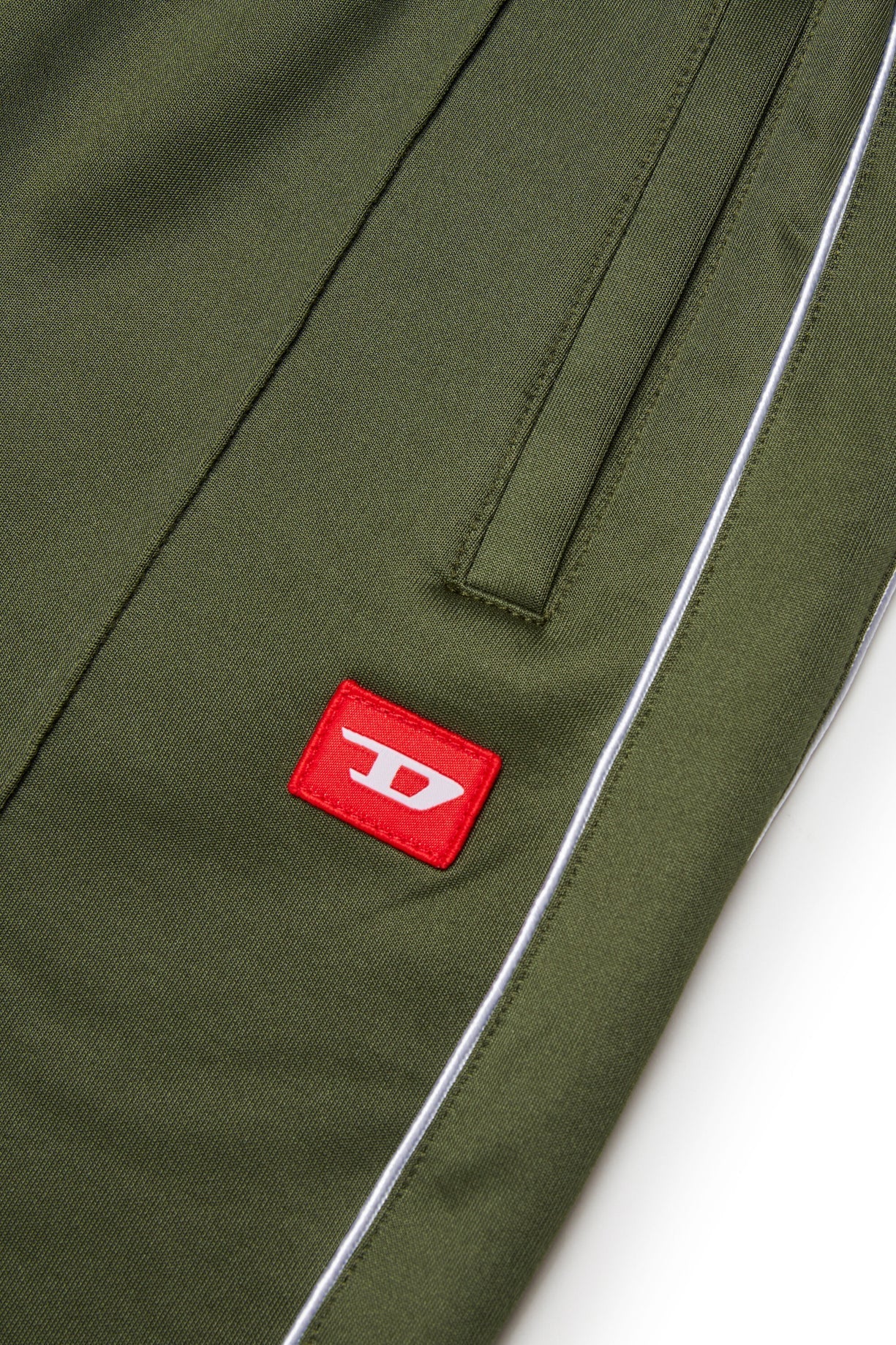 PANTALONE ACETATO VERDE CON LOGO ROSSO DIESEL - Angel Luxury