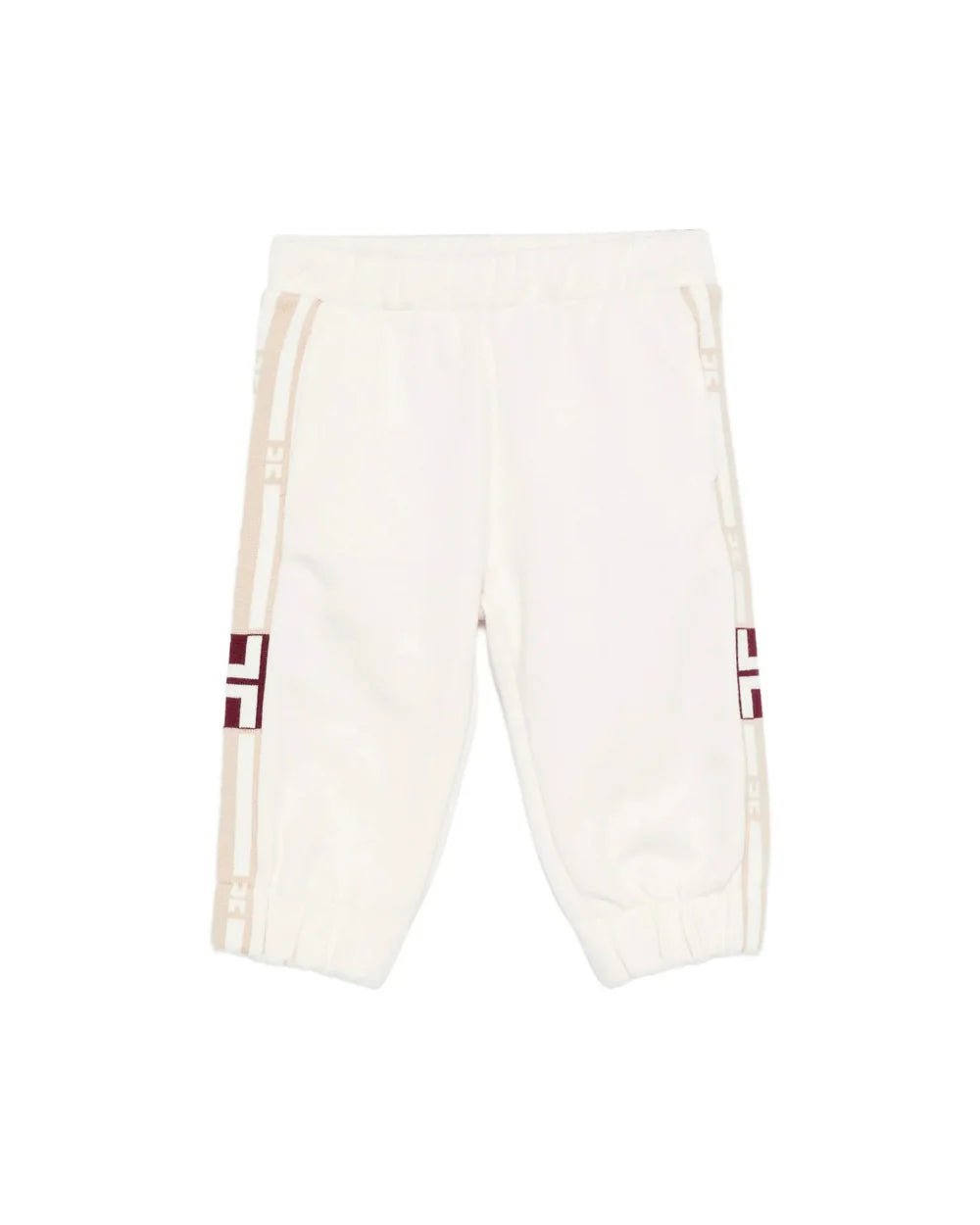 PANTALONE AVORIO CON BANDE LATERALI LOGATE ELISABETTA FRANCHI - Angel Luxury