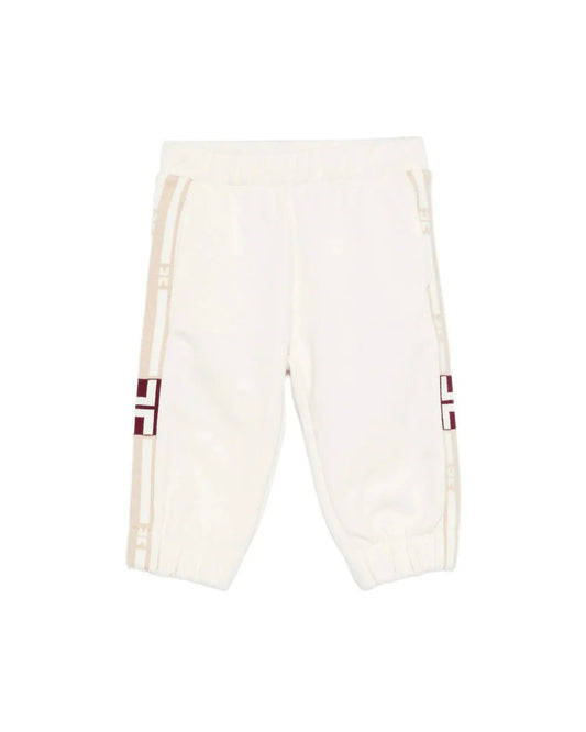 PANTALONE AVORIO CON BANDE LATERALI LOGATE ELISABETTA FRANCHI - Angel Luxury