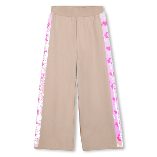 PANTALONE BEIGE CON BANDE LATERALI IN PAILLETTES BILLIEBLUSH - Angel Luxury