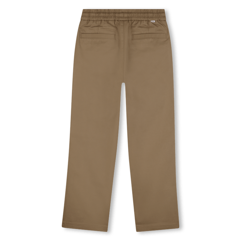 PANTALONE BEIGE SCURO CON TASCONI E CON LOGO IN RILIEVO BOSS - Angel Luxury