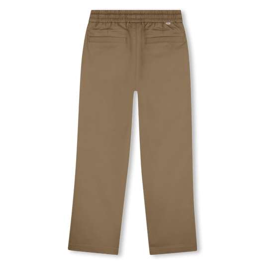 PANTALONE BEIGE SCURO CON TASCONI E CON LOGO IN RILIEVO BOSS - Angel Luxury
