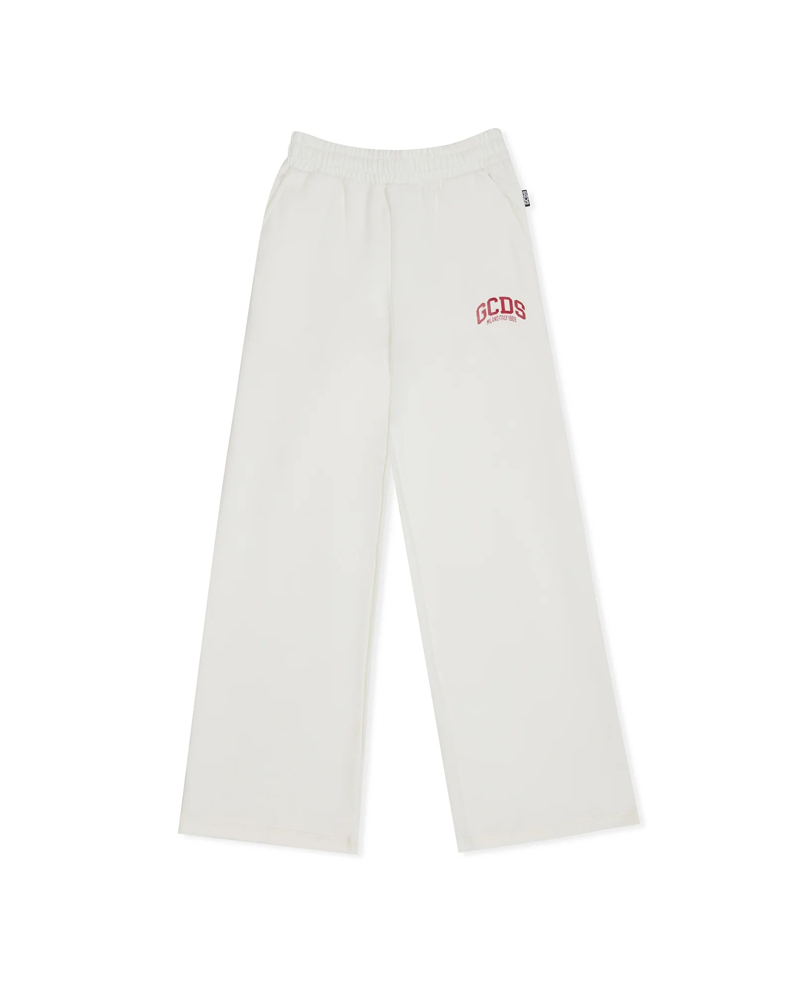 PANTALONE BIANCO CON LOGO BORDEAUX GCDS - Angel Luxury