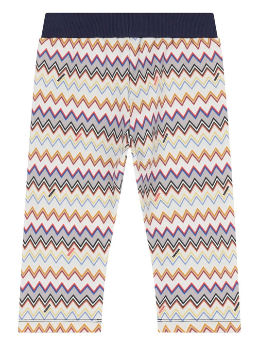 PANTALONE BLU CON FANTASIA A ZIG ZAG MULTICOLORE MISSONI - Angel Luxury