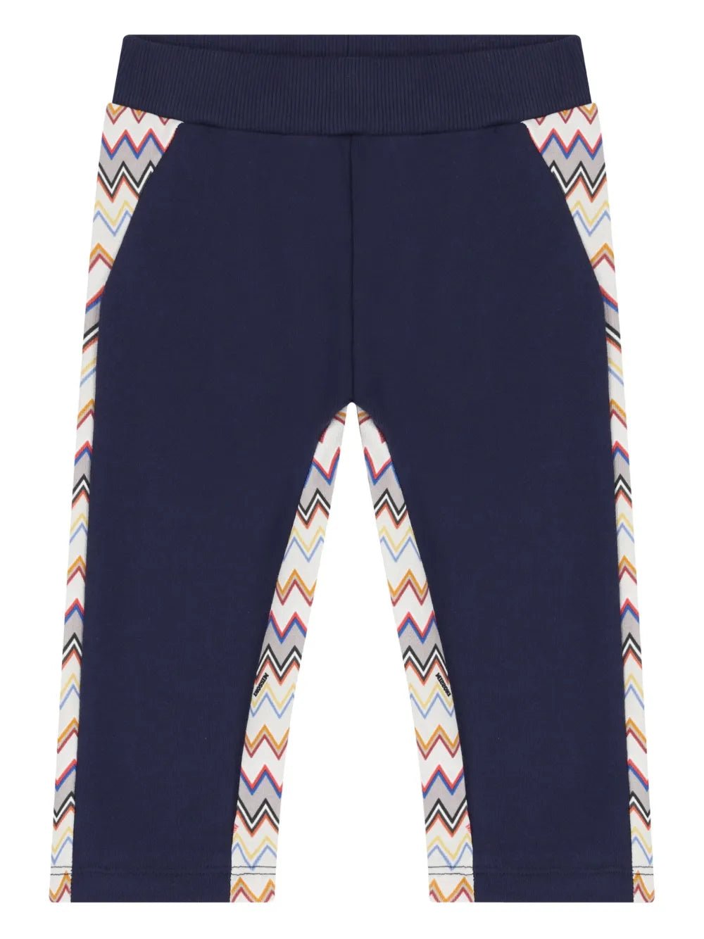 PANTALONE BLU CON FANTASIA A ZIG ZAG MULTICOLORE MISSONI - Angel Luxury
