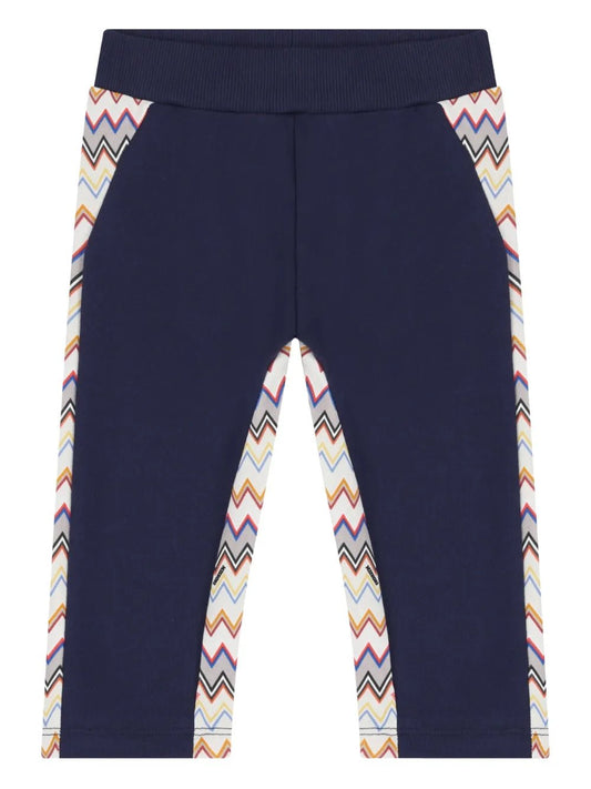 PANTALONE BLU CON FANTASIA A ZIG ZAG MULTICOLORE MISSONI - Angel Luxury