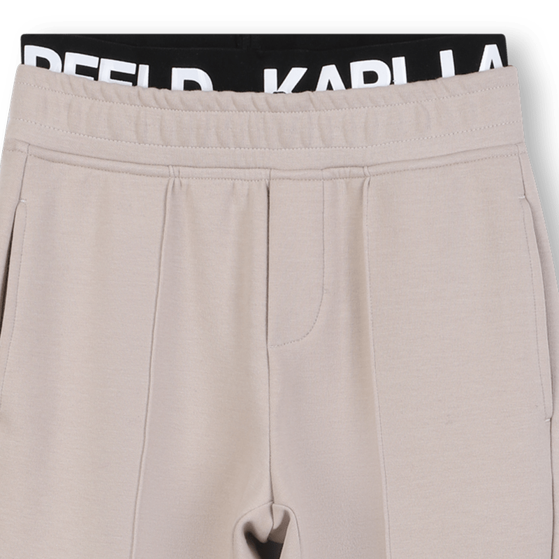 PANTALONE CON ELASTICO IN VITA NERO LOGATO BIANCO KARL LAGERFELD - Angel Luxury
