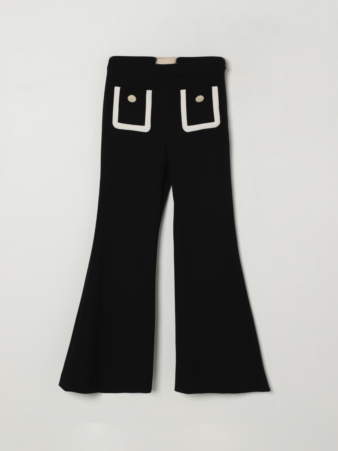 PANTALONE CON TASCHE FINTE NERO/MILK ELISABETTA FRANCHI - Angel Luxury