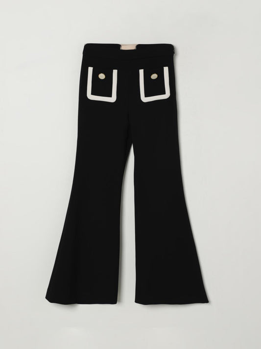 PANTALONE CON TASCHE FINTE NERO/MILK ELISABETTA FRANCHI - Angel Luxury