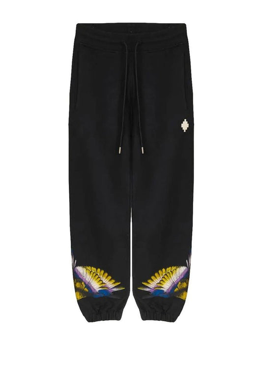 PANTALONE DI TUTA NERO CON STAMPA GIALLA/BLU - Angel Luxury