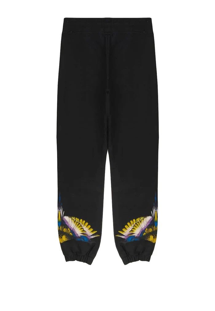 PANTALONE DI TUTA NERO CON STAMPA GIALLA/BLU - Angel Luxury