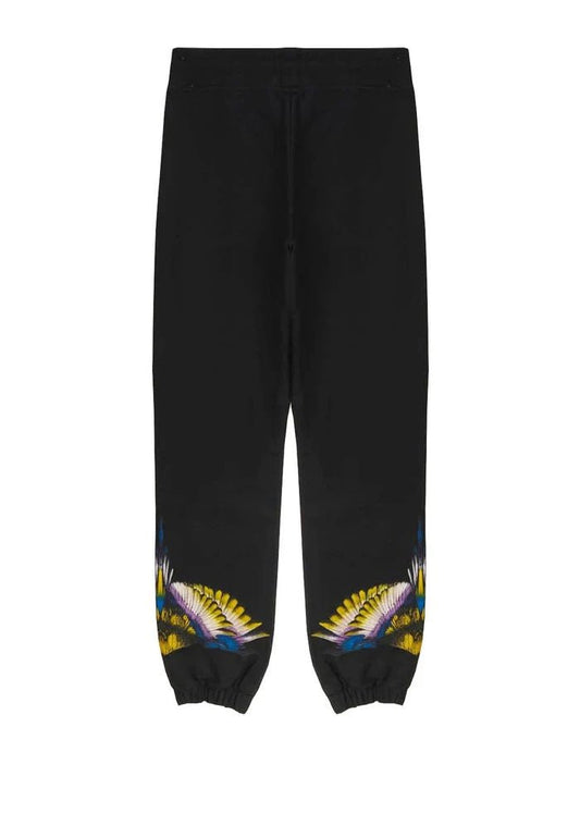 PANTALONE DI TUTA NERO CON STAMPA GIALLA/BLU - Angel Luxury