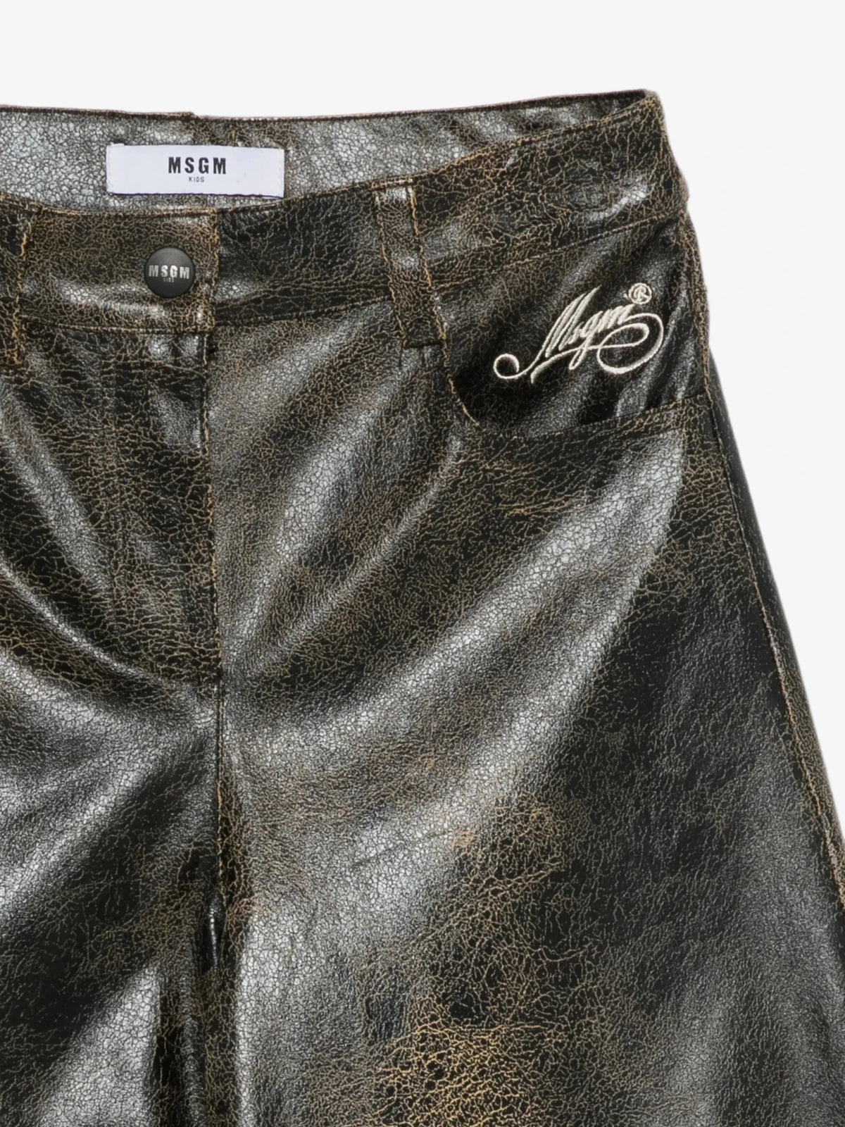 PANTALONE EFFETTO SCREPOLATO CON LOGO IN RICAMO BEIGE MSGM - Angel Luxury
