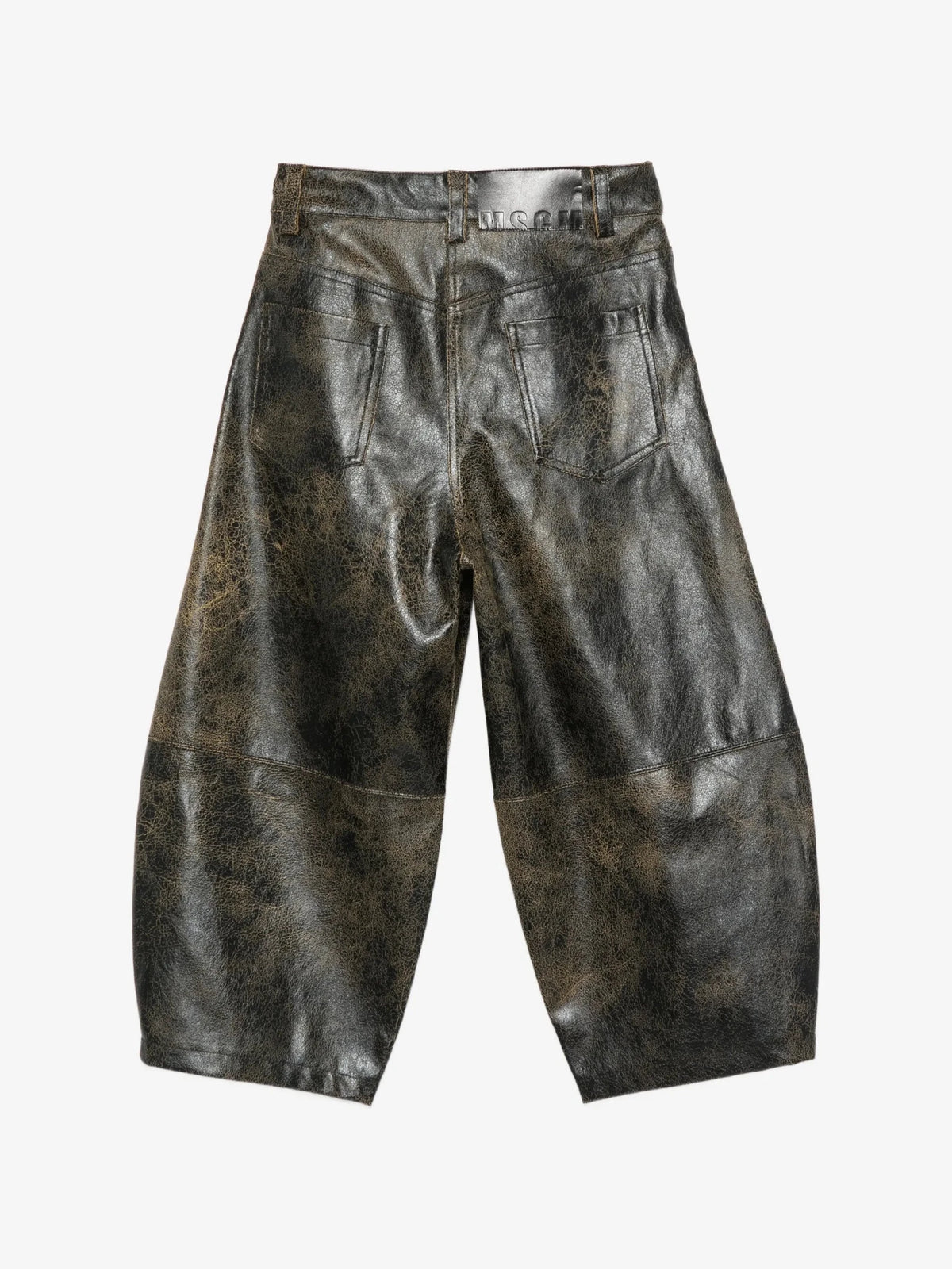 PANTALONE EFFETTO SCREPOLATO CON LOGO IN RICAMO BEIGE MSGM - Angel Luxury