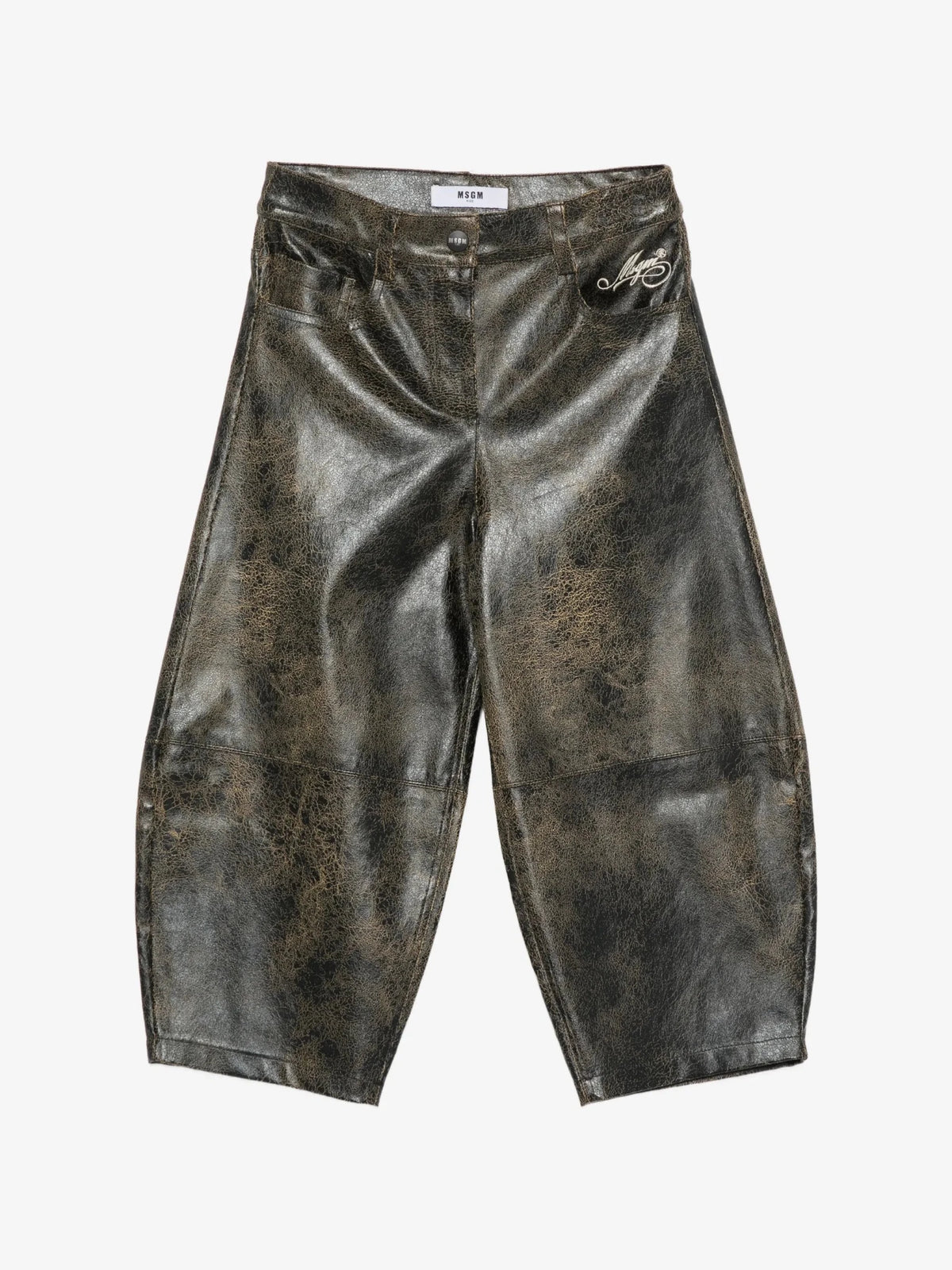 PANTALONE EFFETTO SCREPOLATO CON LOGO IN RICAMO BEIGE MSGM - Angel Luxury