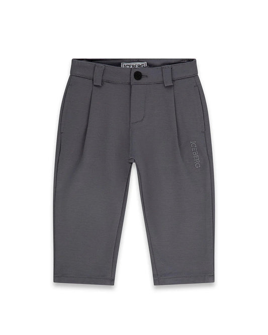 PANTALONE GRIGIO CON LOGO RICAMATO ICEBERG - Angel Luxury