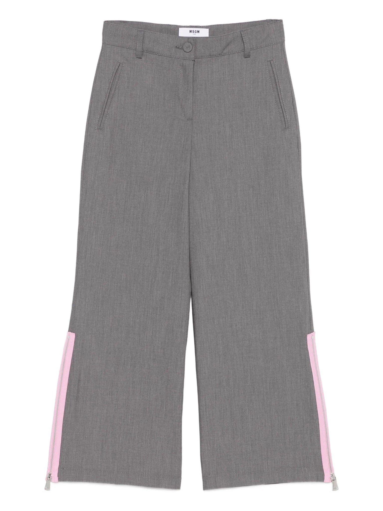 PANTALONE GRIGIO CON ZIP LATERALE ROSA MSGM - Angel Luxury