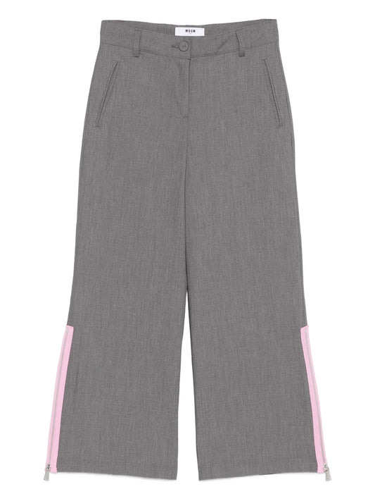 PANTALONE GRIGIO CON ZIP LATERALE ROSA MSGM - Angel Luxury
