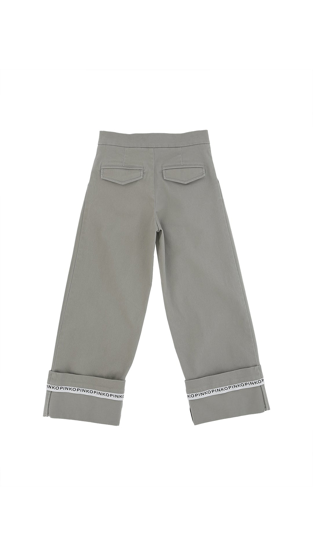 PANTALONE GRIGIO LOGATO SUL RISVOLTO PINKO - Angel Luxury
