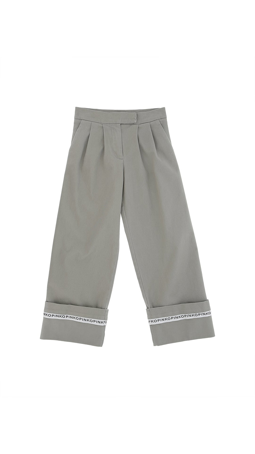 PANTALONE GRIGIO LOGATO SUL RISVOLTO PINKO - Angel Luxury