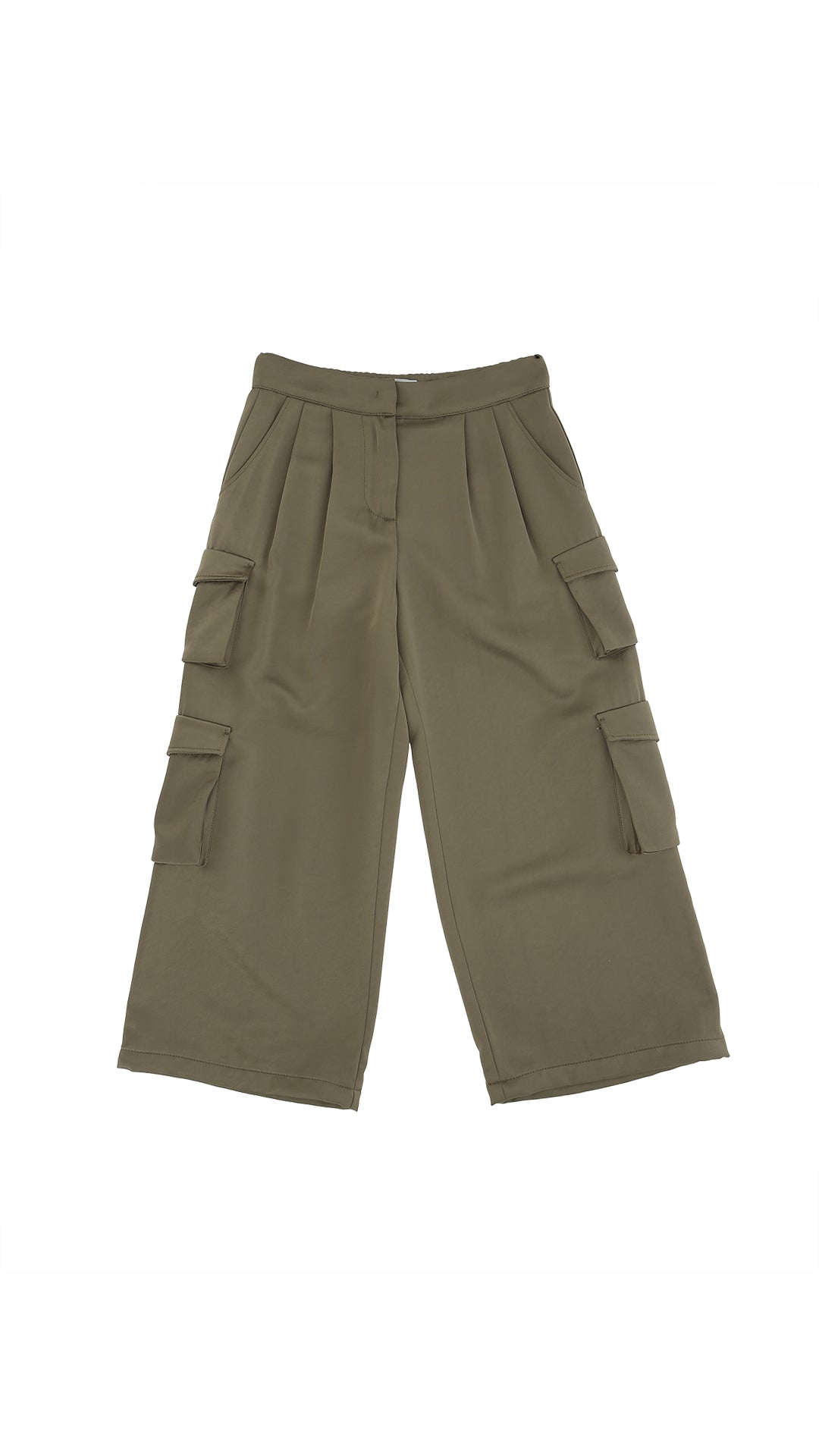 PANTALONE IN RASO VERDE MILITARE CON TASCONI DONDUP - Angel Luxury