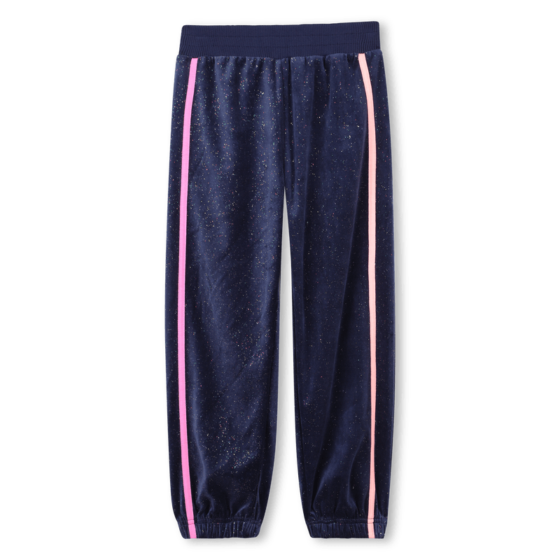 PANTALONE IN VELLUTO BLU CON BANDE ROSA BILLIEBLUSH - Angel Luxury