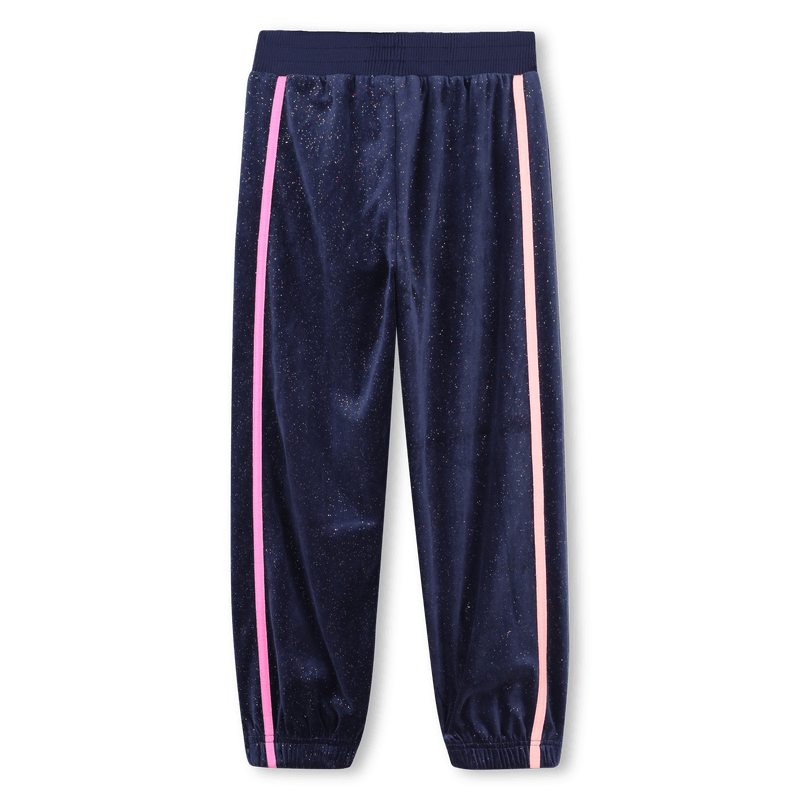 PANTALONE IN VELLUTO BLU CON BANDE ROSA BILLIEBLUSH - Angel Luxury