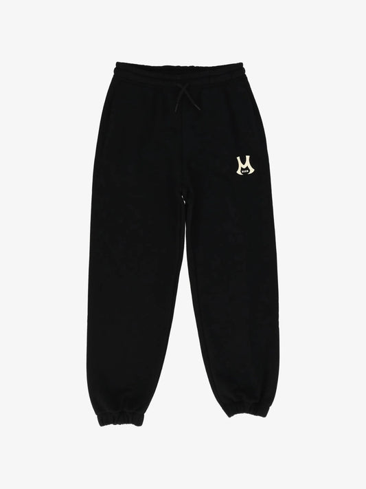 PANTALONE JERSEY NERO CON LOGO CREMA MSGM - Angel Luxury