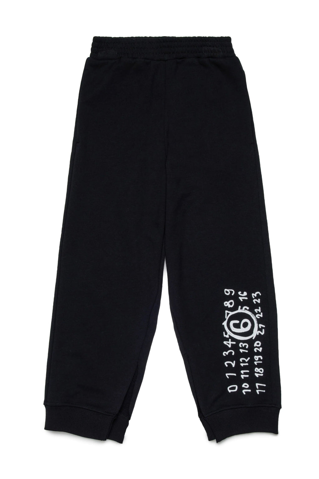PANTALONE JOGGER NERO CON LOGO BIANCO MAISON MARGIELA - Angel Luxury