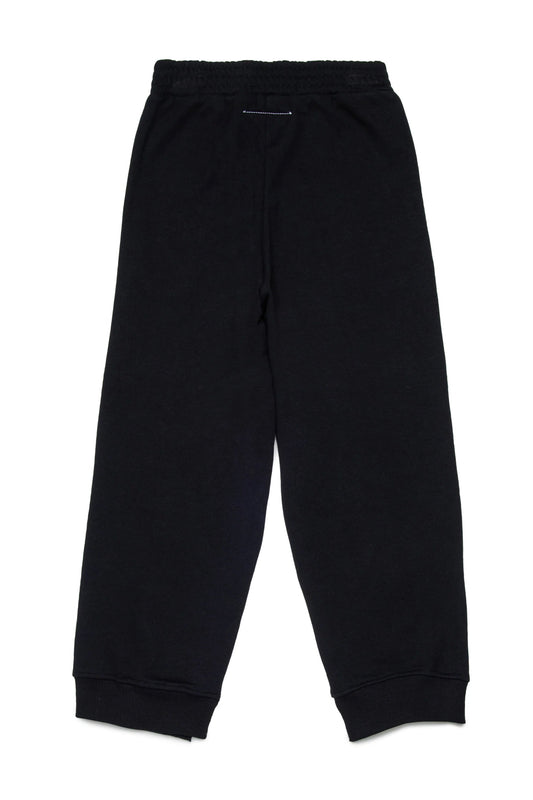 PANTALONE JOGGER NERO CON LOGO BIANCO MAISON MARGIELA - Angel Luxury