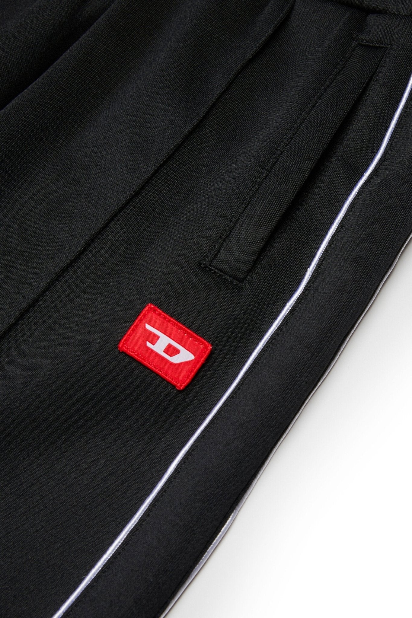 PANTALONE NERO ACETATO CON LOGO ROSSO DIESEL - Angel Luxury