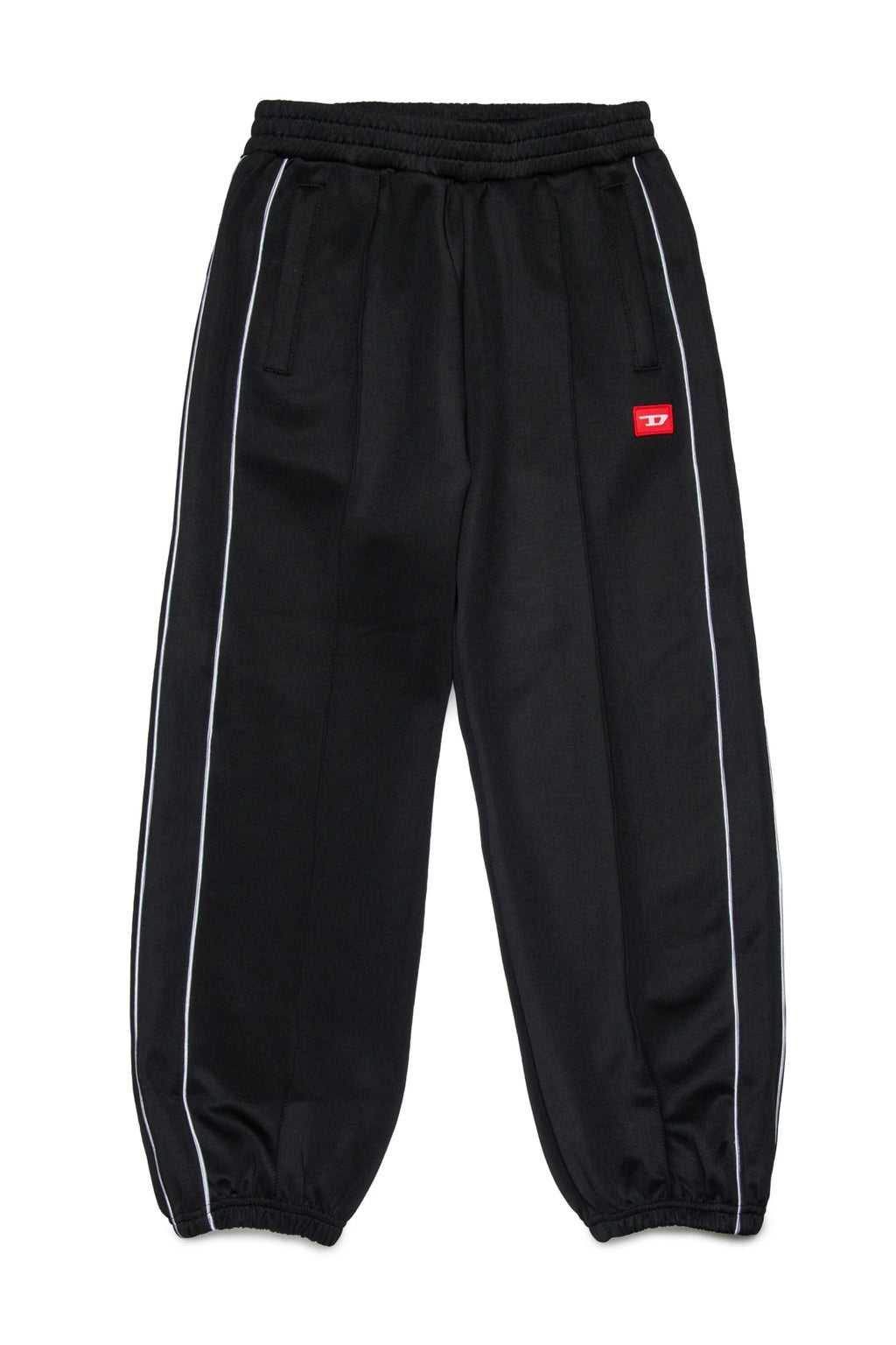 PANTALONE NERO ACETATO CON LOGO ROSSO DIESEL - Angel Luxury