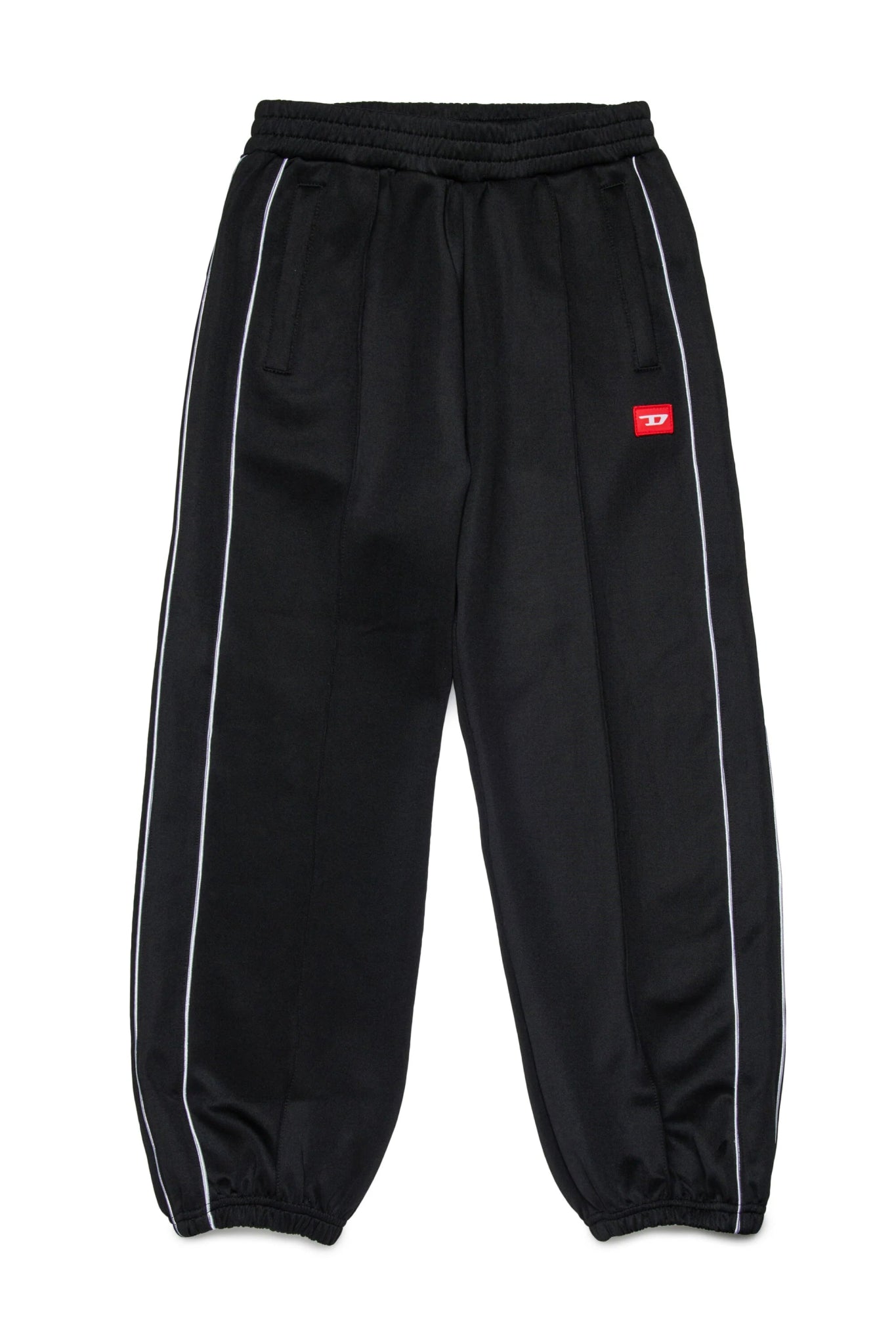 PANTALONE NERO ACETATO CON LOGO ROSSO DIESEL - Angel Luxury